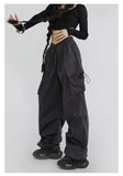Black Y2K Cyber Parachute Pants