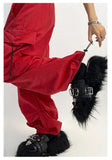 Y2K Red Cyber Parachute Pants