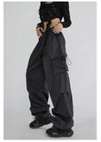 Black Y2K Cyber Parachute Pants