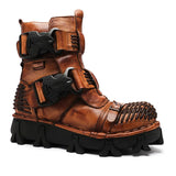 Bottes Motardes Cuir Patiné Vintage