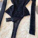 Combinaison Bodycon en Velours et Maille