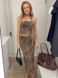 Conjunto Festival "Leopardo Bustier Falda Larga"