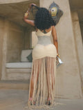 Robe Longue Transparente à Découpes