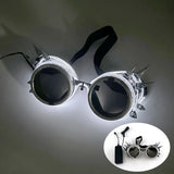 Steampunk-LED-Brille "Weiße Nieten"