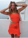 Robe Courte Dos Nu à Paillettes & Ourlet Ondulé