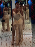 Robe Longue Transparente à Découpes
