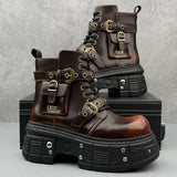 Bottines Motardes Plateformes Sombre