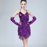 Mini-Robe Scintillante à Sequins et Franges