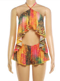 Festival-Set "Print Neckholder Volants"
