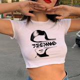 Top Corto Techno "Glitch Face"