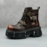 Bottines Motardes Plateformes Sombre