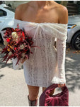 Robe Maxi en Dentelle Épaules Dénudées