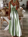 Robe Longue Sans Manches à Rayures Géométriques