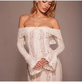 Robe Maxi en Dentelle Épaules Dénudées