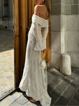 Robe Maxi en Dentelle Épaules Dénudées