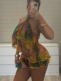 Festival-Set "Print Neckholder Volants"