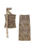 Conjunto Festival "Leopardo Bustier Falda Larga"