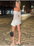 Robe Maxi en Dentelle Épaules Dénudées