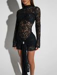 Robe Mini Transparence Dentelle Noire