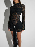 Robe Mini Transparence Dentelle Noire