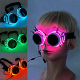 Steampunk-LED-Brille "Rote Nieten"