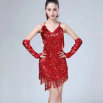 Mini-Robe Scintillante à Sequins et Franges