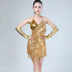 Mini-Robe Scintillante à Sequins et Franges