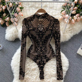Combinaison Bodycon en Velours et Maille