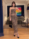 Conjunto Festival "Leopardo Bustier Falda Larga"