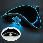 Chapeau de Pirate Lumineux LED "Tête de Mort Bleue"
