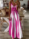 Robe Longue Sans Manches à Rayures Géométriques