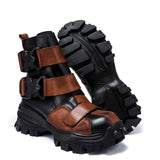 Bottes Motardes Cuir Véritable Punk