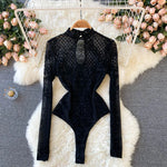 Combinaison Bodycon en Velours et Maille