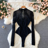 Combinaison Bodycon en Velours et Maille