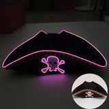 Chapéu de Pirata Luminoso LED "Brilho Rosa Fun"