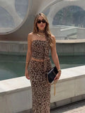 Conjunto Festival "Leopardo Bustier Falda Larga"