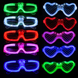 LED-Rave-Brillen Set "Shutter und Herzen"