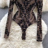 Combinaison Bodycon en Velours et Maille