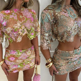 Festival Set "Sequins Slim Fit - Blue"
