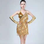 Mini-Robe Scintillante à Sequins et Franges