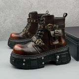 Bottines Motardes Plateformes Sombre