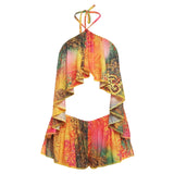 Festival-Set "Print Neckholder Volants"